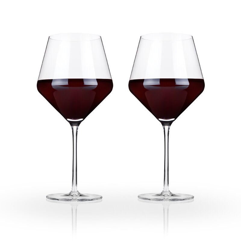 Viski Raye 2 Piece 21oz Lead Crystal All Purpose Wine Glass Stemware Set And Reviews Wayfair